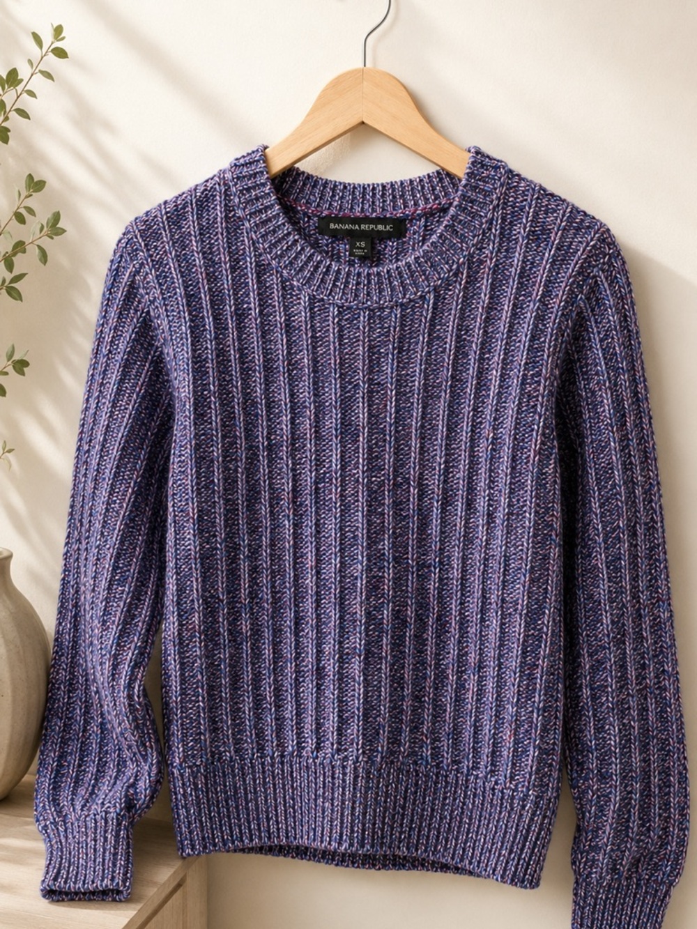 Banana Republic XS Wool Cashmere Ribbed Sweater Purple Haze